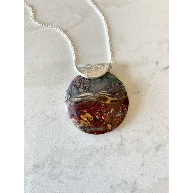 GT65 Round Moss Agate Pendant