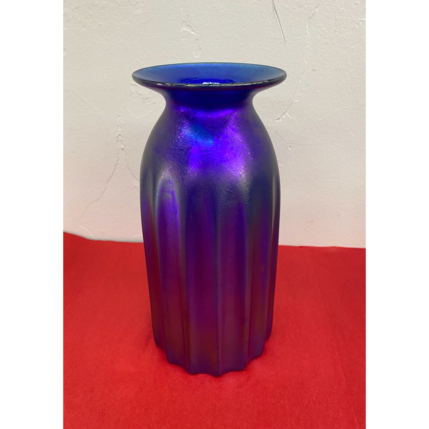 PV413 Blue Rigatone/Ribbed Vase