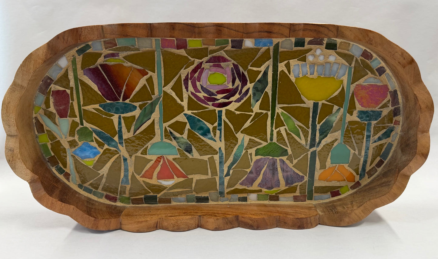 JR61 Scalloped Oval Tray/Leaves