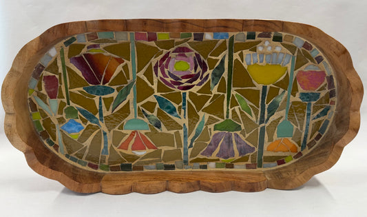 JR61 Scalloped Oval Tray/Leaves