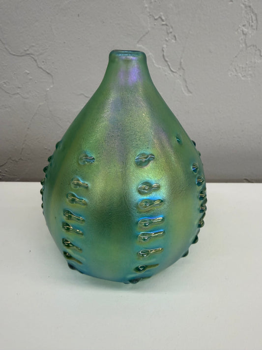 PV454 Aqua Luster Vase, Teardrop, clear dots