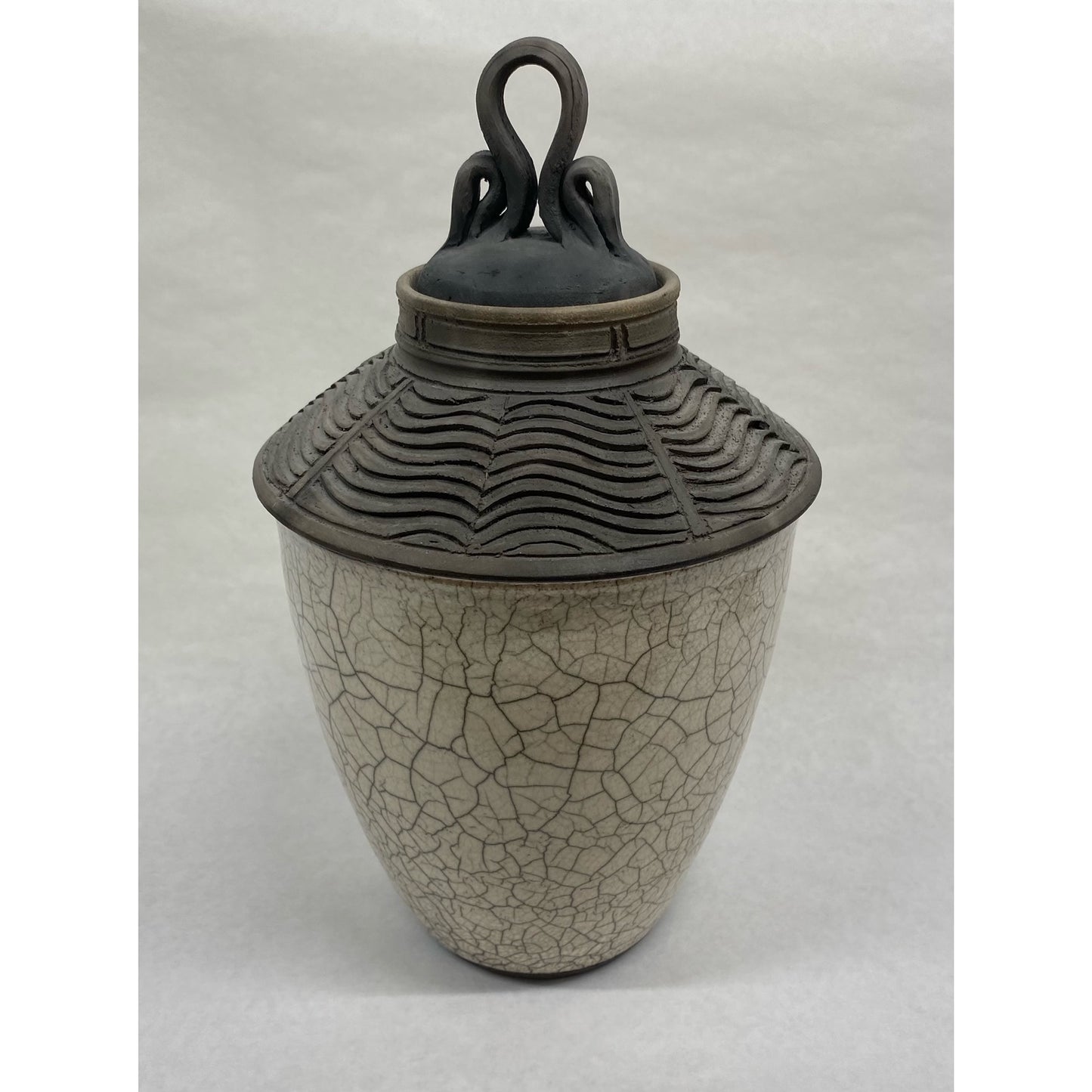 CL80  Raku Lidded Jar