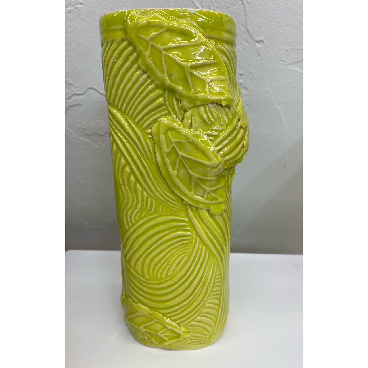 LW73 Lg. square Chartruse Vase